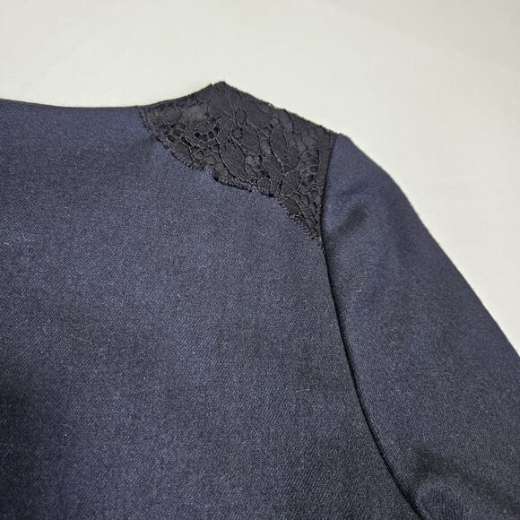Pablo Gerard Darel Wool Blend Dress Navy Lace Minimalist Designer EUR 42 US 12 L - Picture 8 of 16